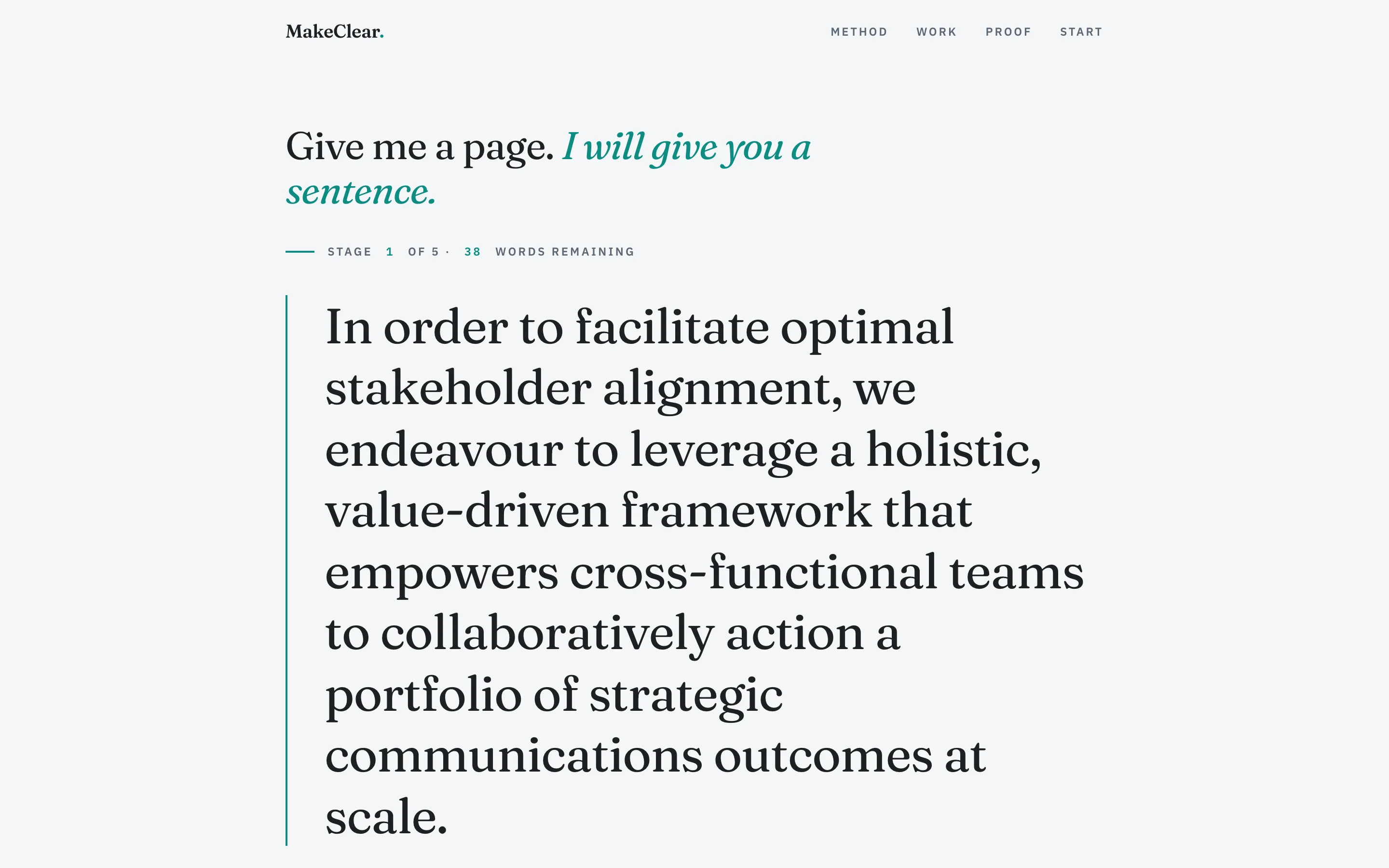 MakeClear — Distil homepage screenshot